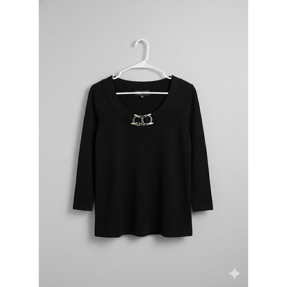 Jones New York Signature Black Women’s Three Quarter Sleeve Blouse Size Small